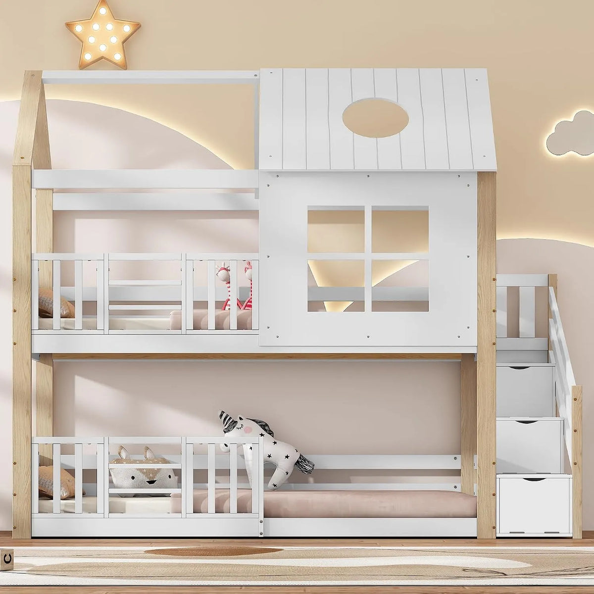 Barbecue: MDF, pour enfant, avec rangement, avec escalier, avec barrière anti-chute, 90 × 200, blanc