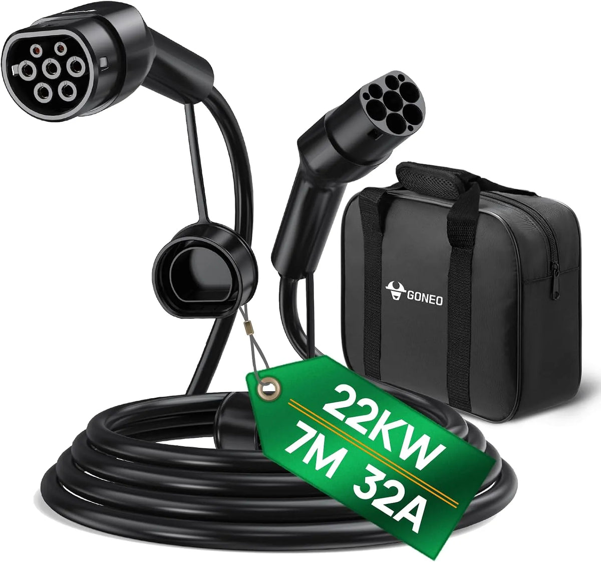 Câble de recharge Type 2 pour voiture électrique et câble EV Mode 3, triphasé, 22KW, 32A, 7M, pour véhicule et alimentation mobile