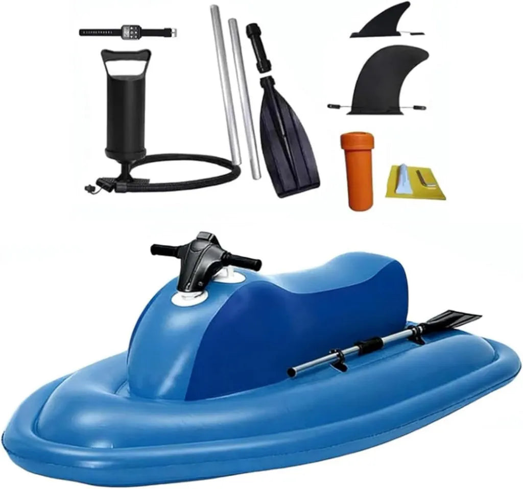 Scooter Nautique Gonflable Biplace avec Moteur, Design Double Aileron et 10 Vitesses - Idéal pour Plongée Libre et Natation