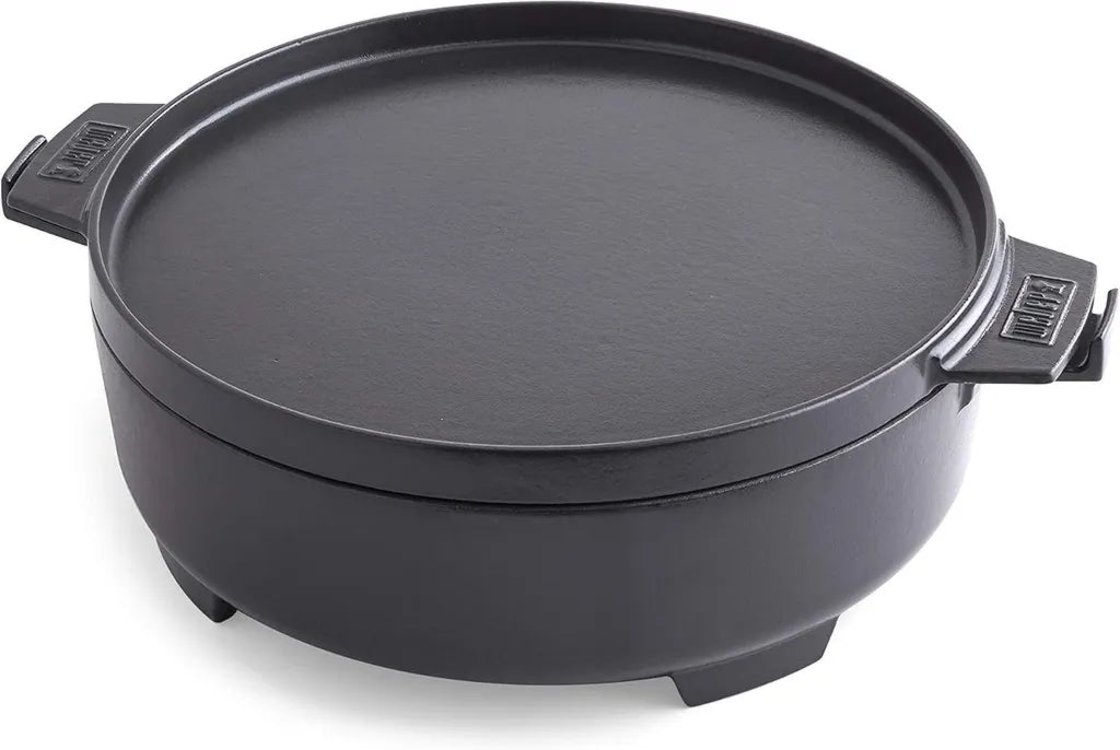 Cocotte en fonte 2-en-1 Weber pour système BBQ Gourmet avec couvercle poêle - Noir