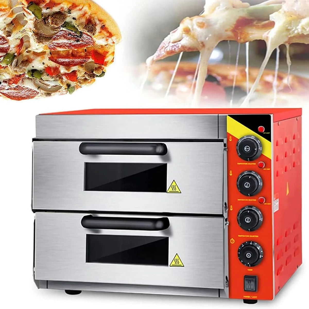 Four électrique à pizza, 3000 W, 0 à 350 °C, minuteur, gril, professionnel, 2 zones de température, minuterie 120 min, pour boulangerie