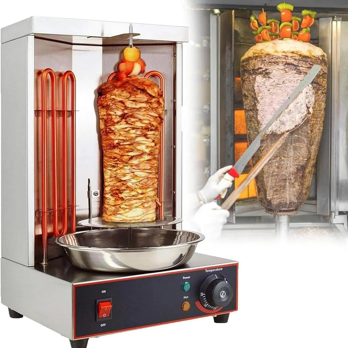 Machine à Shawarma, 2400 W, acier inoxydable, fonction chauffante