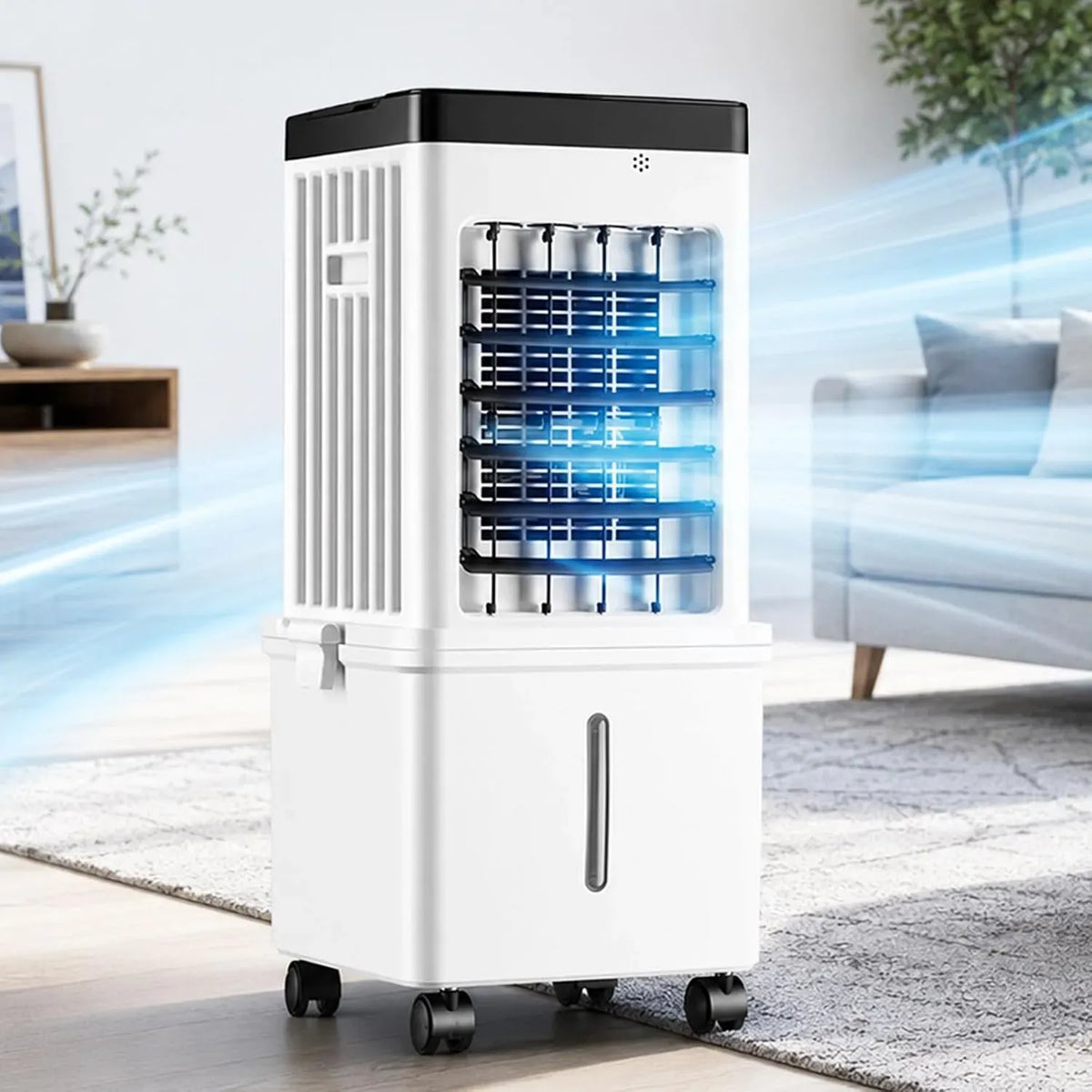 Ventilateur, ventilateur pour circulation d'air, Humidificateur, Ventilateur Rafraîchisseur avec Humidificateur et Télécommande pour la Maison