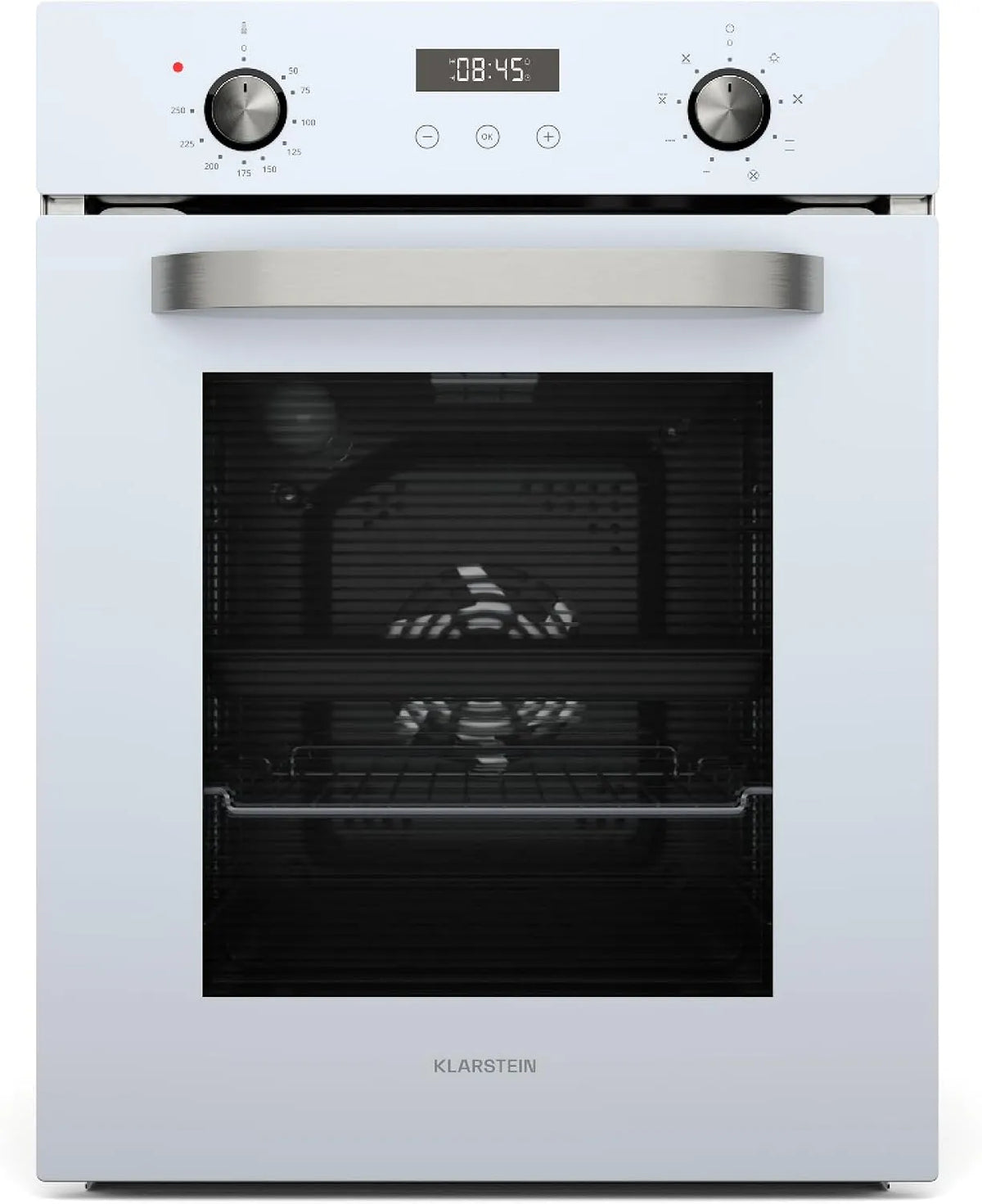 Klarstein Four électrique, 45 cm, 49 L, 9 programmes, classe énergétique E, encastrable, minuteur, gril, vapeur, noir, Gril Ventilé, 9 Fonctions