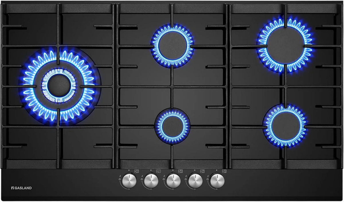 Cuisinière avec four, 87 cm, 5 foyers, 10400 W, GASLAND GH2905BG1FC, encastrable, noir, Table de cuisson à gaz 5 feux, 10400W