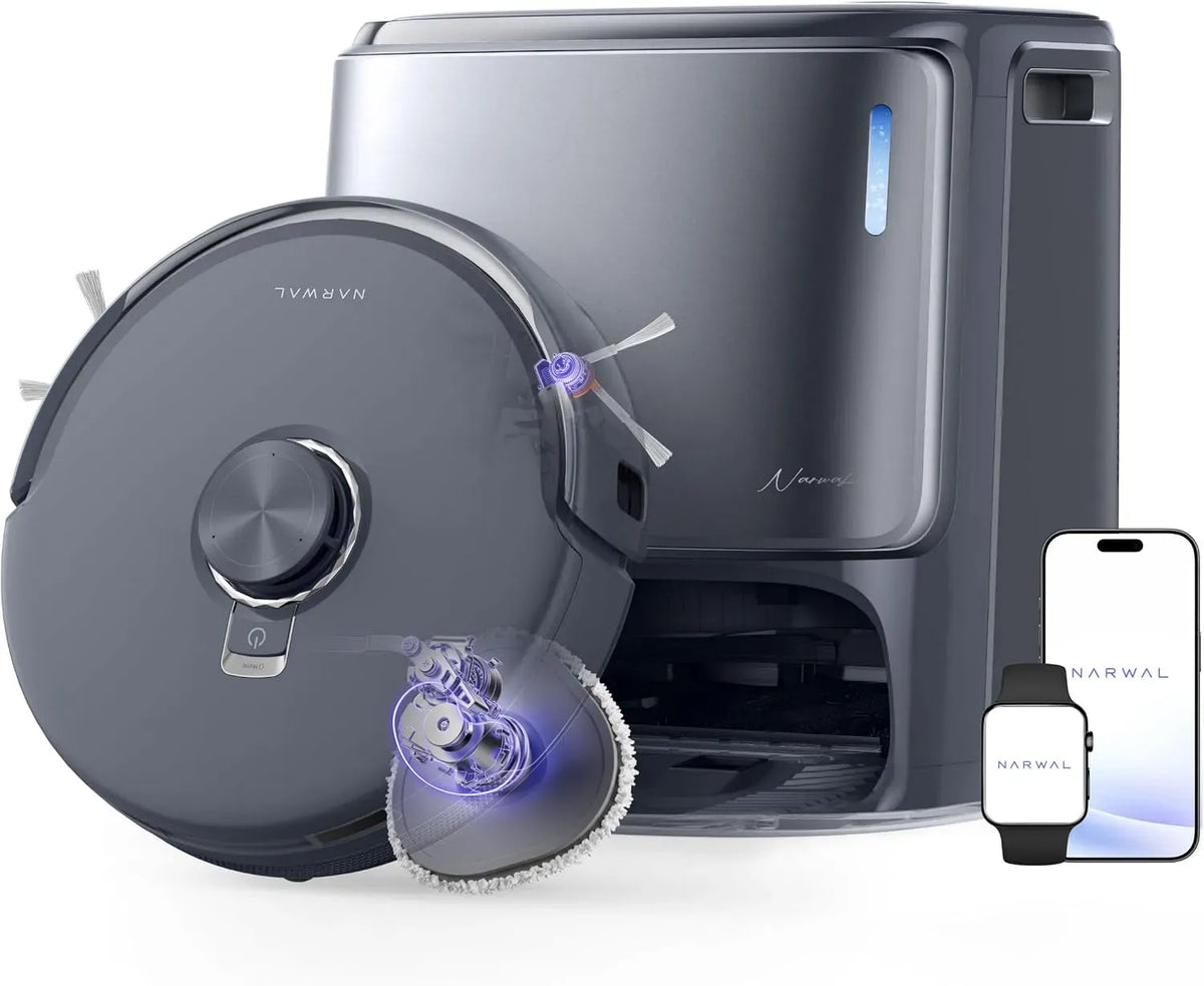 Robot aspirateur, NARWAL Z10, Anti-enchevêtrement Auto-nettoyage 75℃, Auto-vidange 120 Jours, 18 000 Pa, Nettoyage Adaptatif IA