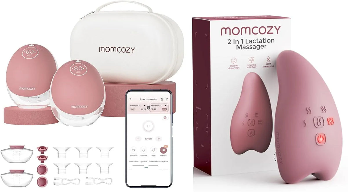 Tire-lait, pompe d'allaitement, Momcozy, application, rouge, Double Scellé 24 mm, Contrôle par Application, 15 Niveaux