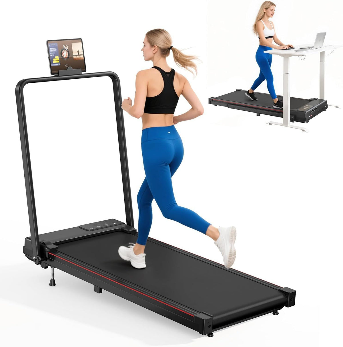 Tapis de course - pliable, commande via application, usage à domicile, 101 x 60 x 104 cm, 100 kg, 65 HP, SogesPower