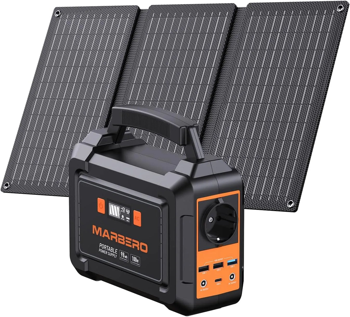 Station électrique portable et générateur solaire, 98Wh, 26.400mAh, pour camping et camping-car, alimentation solaire, pliable, 30W