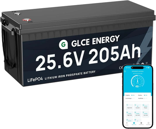 LiFePO4 Batterie lithium LiFePO4 et batterie solaire à décharge profonde, 200 Ah, 5120 Wh, pour camping et camping-car, alimentation solaire, avec BMS
