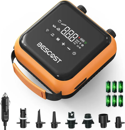 Pompe Électrique Portable 20 PSI, Charge Rapide 45W, Gonfleur Réutilisable Paddle, Fonction Double Gonflage/Dégonflage, Arrêt Automatique, Câble Type-C & 12V, Pour Kayak et Bateau Gonflable