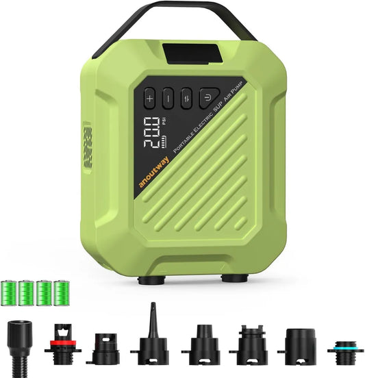 Gonfleur Électrique Rechargeable 20 PSI avec Arrêt Auto, Pompe Haute Pression pour Paddle, Kite, Tentes et Bateaux