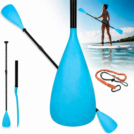 Pagaie SUP Ajustable 4 Pièces en Aluminium et Fibre de Carbone - Flottante et Durable
