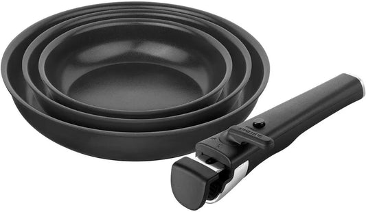 ZWILLING Lot de 4 poêles antiadhésives en céramique avec poignée détachable - Tailles: 20, 24, 28 cm
