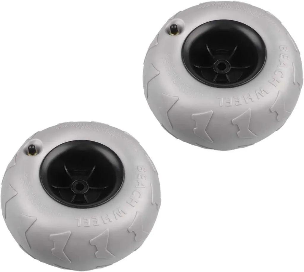 Ensemble de 2 Roues de Plage en PVC pour Kayak et Chariot, Grises, 205 mm