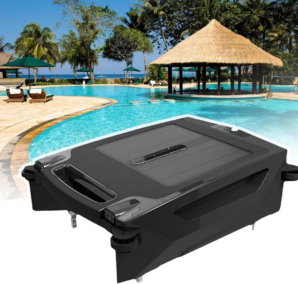 Aspirateur de Piscine Solaire et Rechargeable, Robot Nettoyeur Automatique sans Fil avec Panier Écumoire
