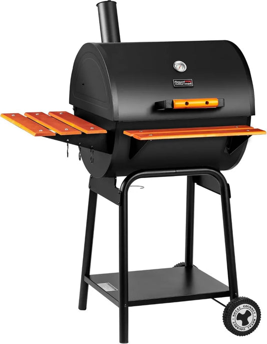 Gril à Charbon Royal Gourmet CC2024 - 61 cm avec Étagères en Bois et Grille de Réchauffement