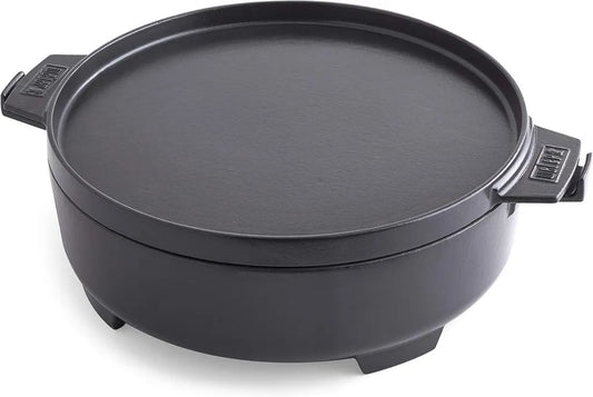 Cocotte en fonte 2-en-1 Weber pour système BBQ Gourmet avec couvercle poêle - Noir