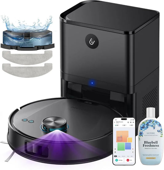 Aspirateur Robot Ultenic T20 Pro+ avec Vidage Automatique, 10000Pa, LiDAR AI, HEPA, Compatible Alexa/Google