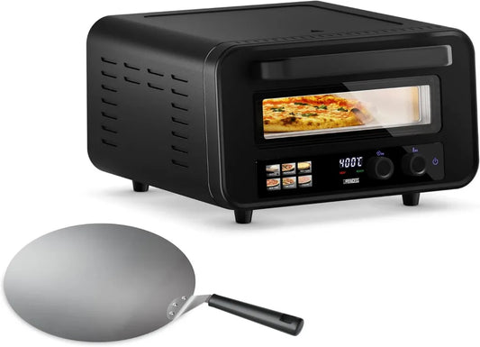 Four à Pizza Pro Max, 15L, 400°C, 2100W, Écran Tactile, Pierre et Pelle Incluses, Chaleur Haut/Bas, Minuterie, Portable Intérieur/Extérieur