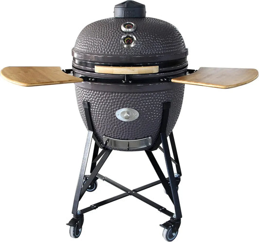 Grand Barbecue Céramique Bleu avec Friteuse et Fumoir
