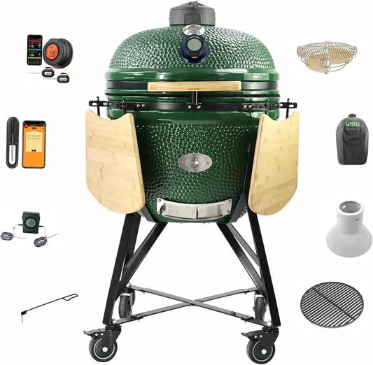 YNNI Kamado XL 25 Pouces Vert avec Accessoires Complets
