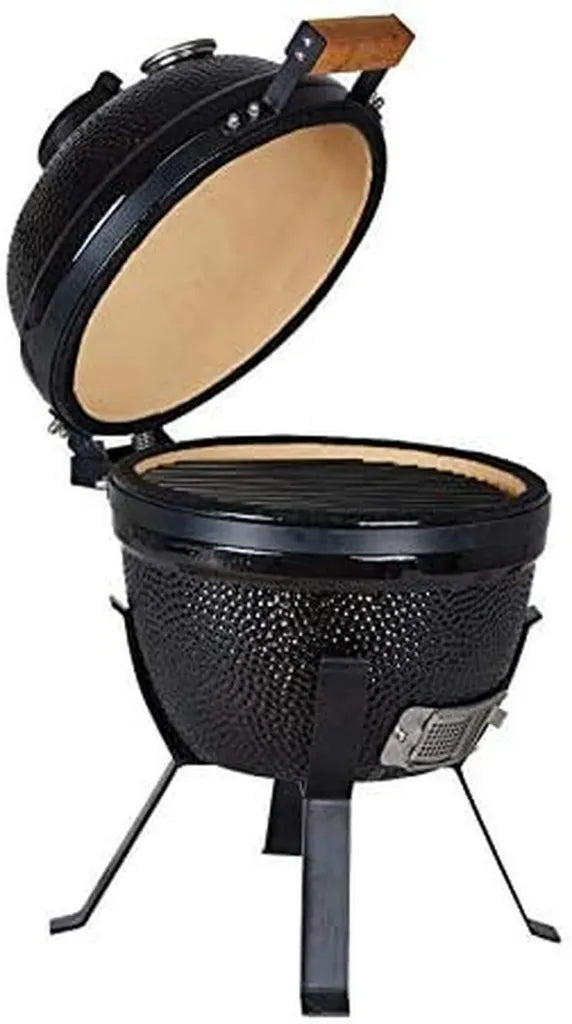 Four céramique Kamado avec support, noir, 36 cm