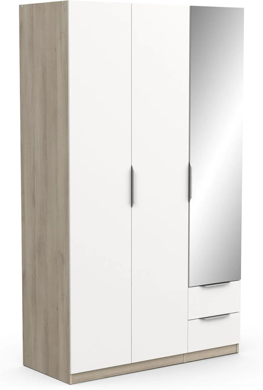 Armoire de rangement — avec tiroirs, 3 Portes, 2 Tiroirs, 120 × 50 × 200 cm, blanc