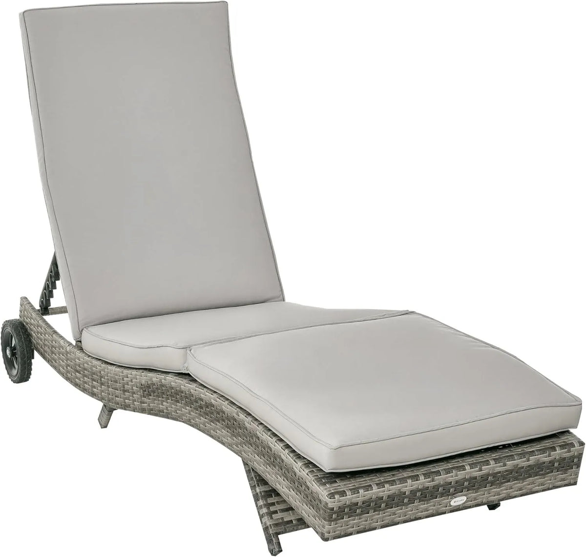 Outsunny Matelas: avec dossier, réglable, avec roulettes, gris, inclinable