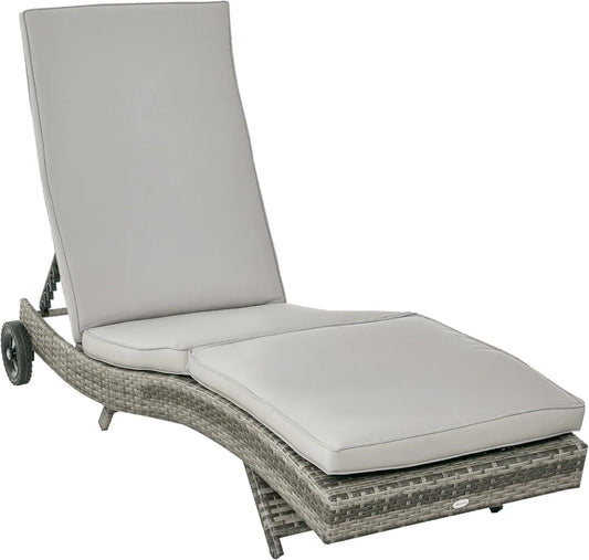 Outsunny Matelas: avec dossier, réglable, avec roulettes, gris, inclinable