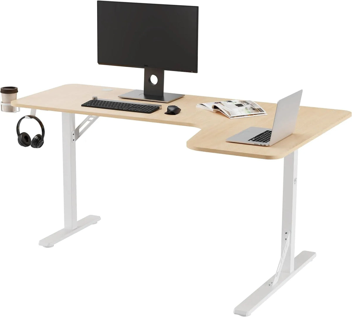 Bureau et table informatique — en métal, angle droit, en bois, pour gaming, 160 × 100 cm, 1, 6 cm, 160 L
