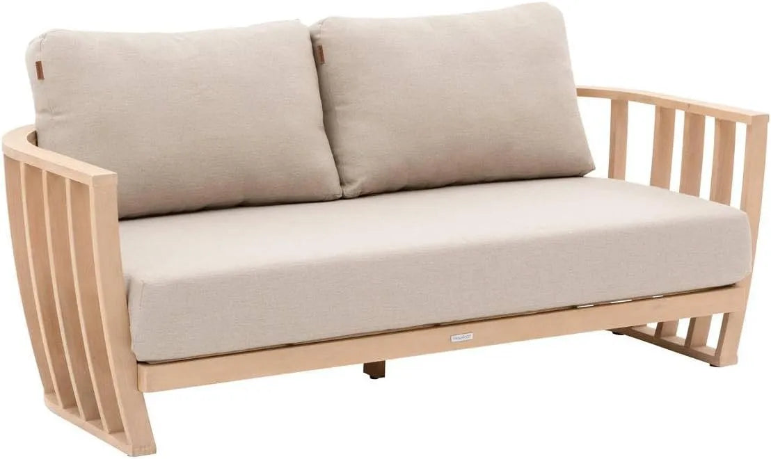 Canapé de jardin et sofa lounge extérieur – en polyester, avec coussins, 3 Places, beige