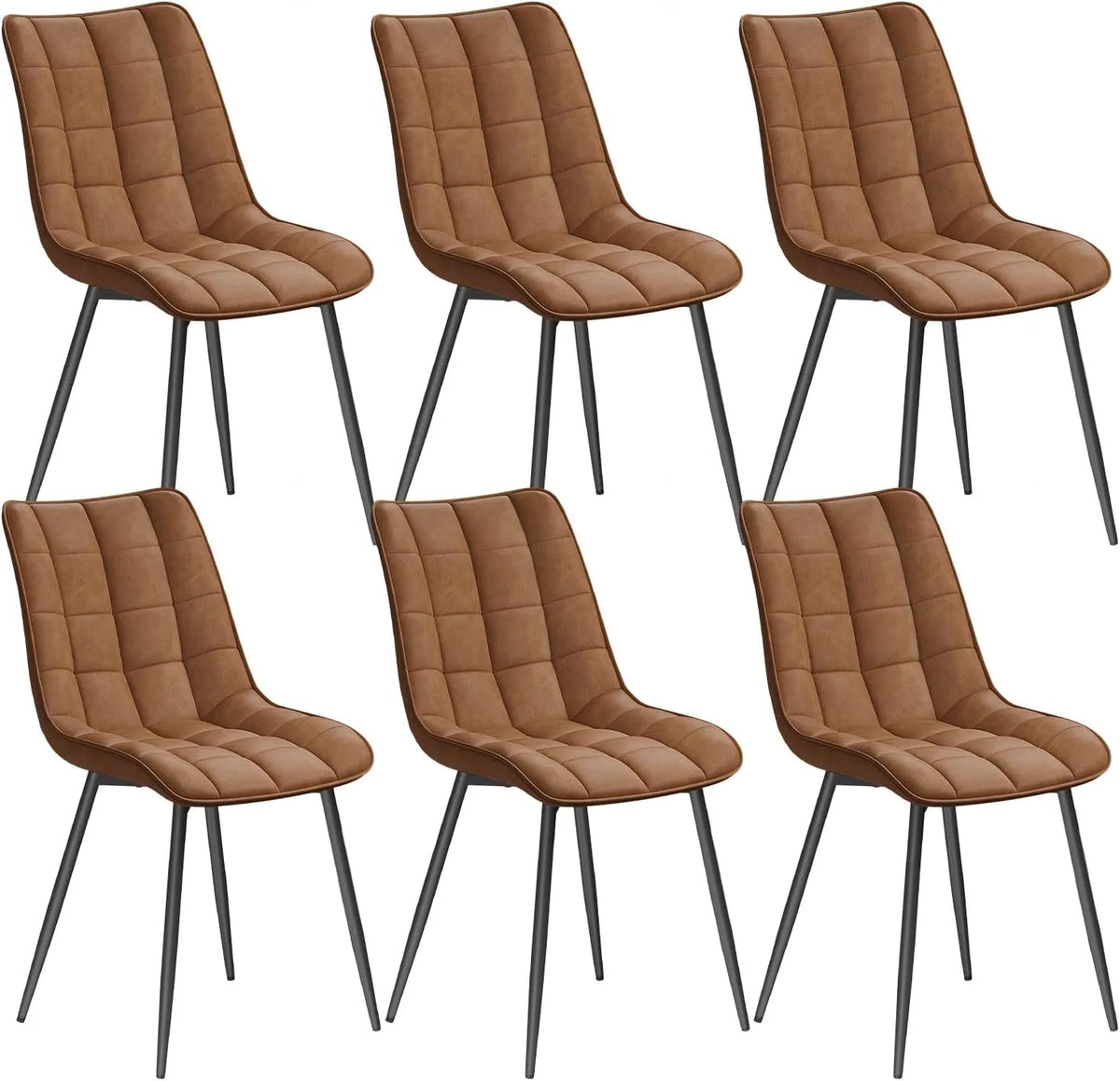Chaise — en métal, en cuir PU, marron