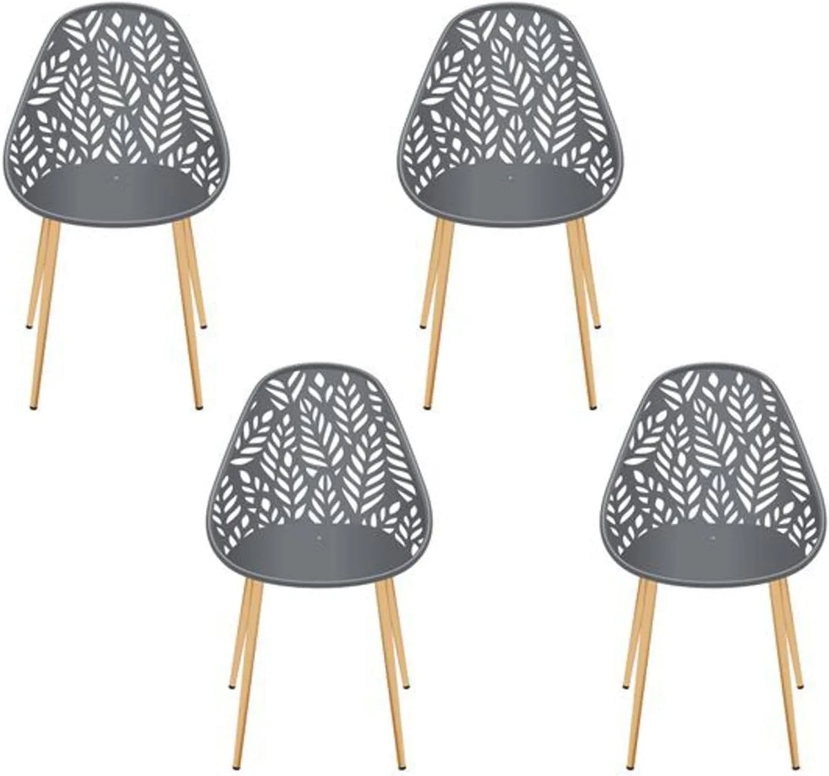 Chaise: DECO, Lot de 4, 52, 3 × 83, 4 × 53, 3 cm, 45 cm, gris, HOME HDO0331