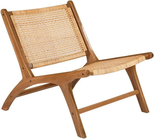 Miliboo Fauteuil et chaise rembourrée Ethnique en Bois Teck Massif et cannage en – HAMMA, en résine tressée
