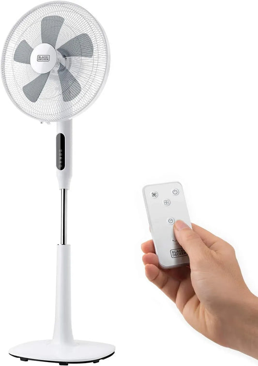 Black+Decker Ventilateur, 115 cm, 50 W, tactile, minuteur, 3 vitesses, noir, hauteur 110-115 cm, écran tactile, 3 modes, minuterie 15 h