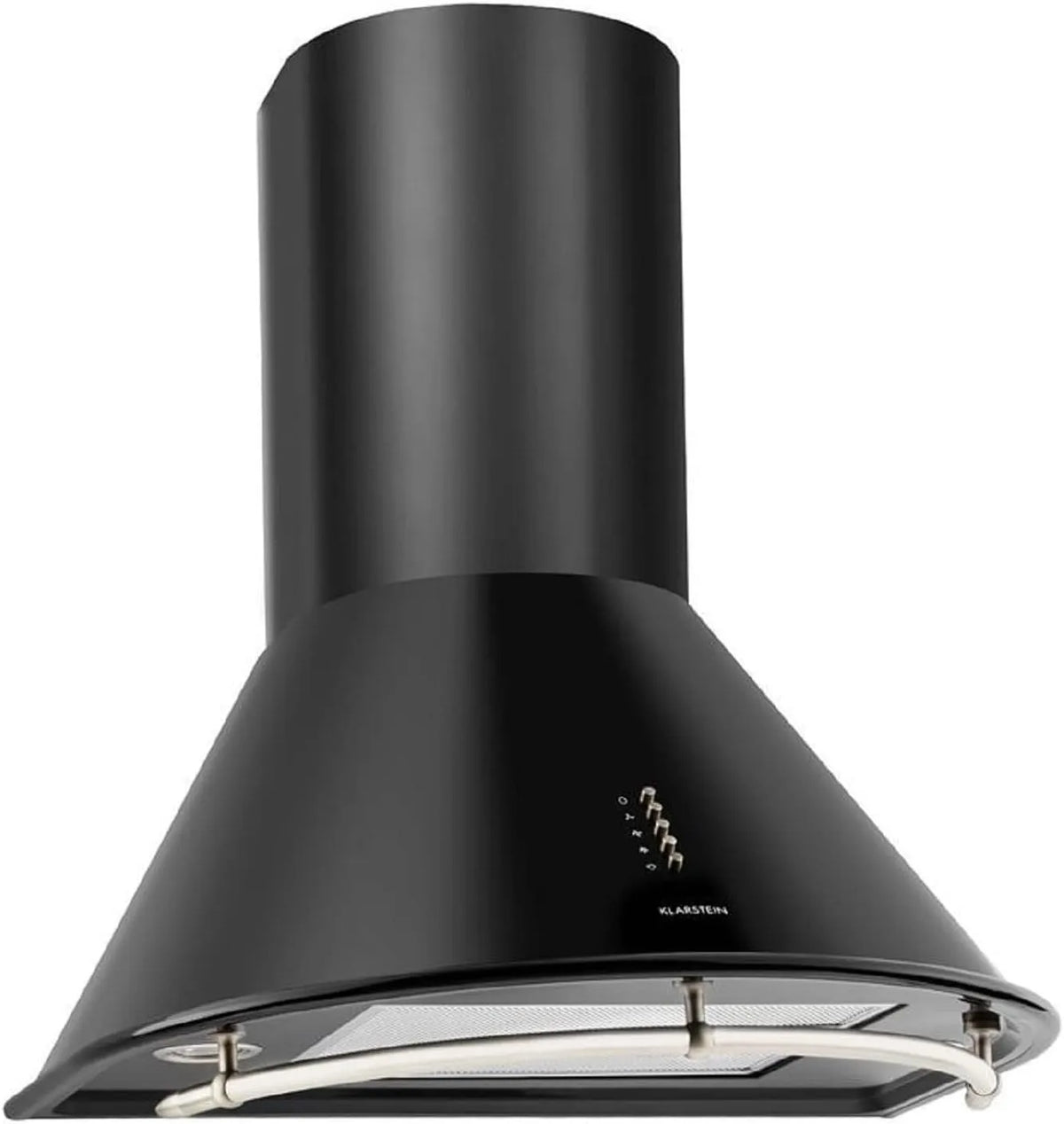 Klarstein m3/h Hotte aspirante, 60 cm, 352 m3/h, hotte de cuisine, évacuation et recyclage, acier inoxydable, noir, Trois Niveaux de Puissance