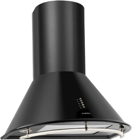 Klarstein m3/h Hotte aspirante, 60 cm, 352 m3/h, hotte de cuisine, évacuation et recyclage, acier inoxydable, noir, Trois Niveaux de Puissance