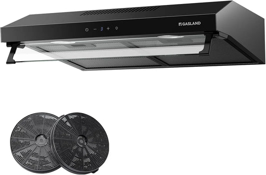 Hotte aspirante, 60 cm, 333 m3/h, hotte de cuisine, GASLAND UC60BS, 3 vitesses, tactile, silencieux, noir, Mode Circulation