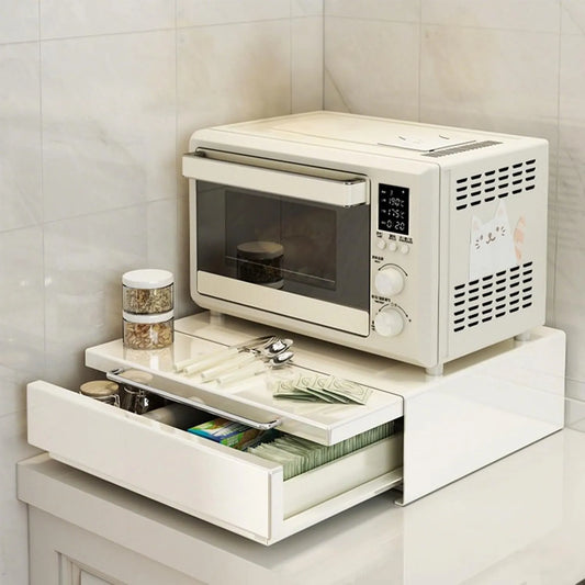 Micro-ondes, blanc, cafetières et appareils de cuisine Blanc, Plateau Coulissant pour Four à Micro-Ondes Organisateur de Comptoir de Cuisine Support