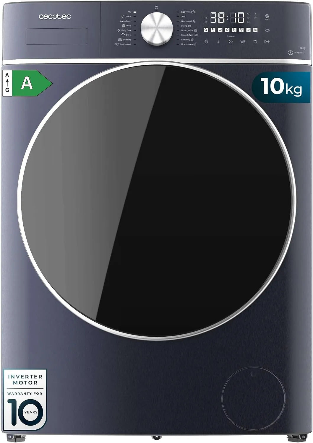 Cecotec Bolero Wash Lave-linge séchant, 16 programmes, 10 kg, lave-linge, sèche-linge, Inverter, 1400 tr, min, OnSmart, Basse Consommation