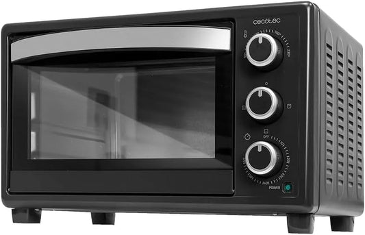 Cecotec Four électrique, 23 L, 1500 W, minuteur, gril, noir, Jusqu'à 230oC, chaleur de base et combinée, Porte à double vitrage