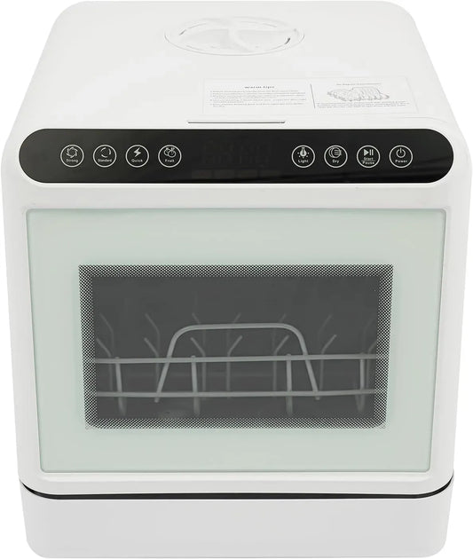 Lave-vaisselle, 6 L, 1100 W, tactile, grand réservoir, blanc, contrôle tactile et écran LED, réservoir d'eau de 6 l et 4 modes de lavage