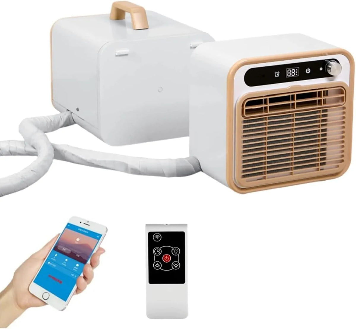 Climatiseur, 1500 W, 220 V, portable, silencieux, camping, bureau et voyages en voiture 220V, tuyau de raccordement de 2 m, 1500W, refroidissement
