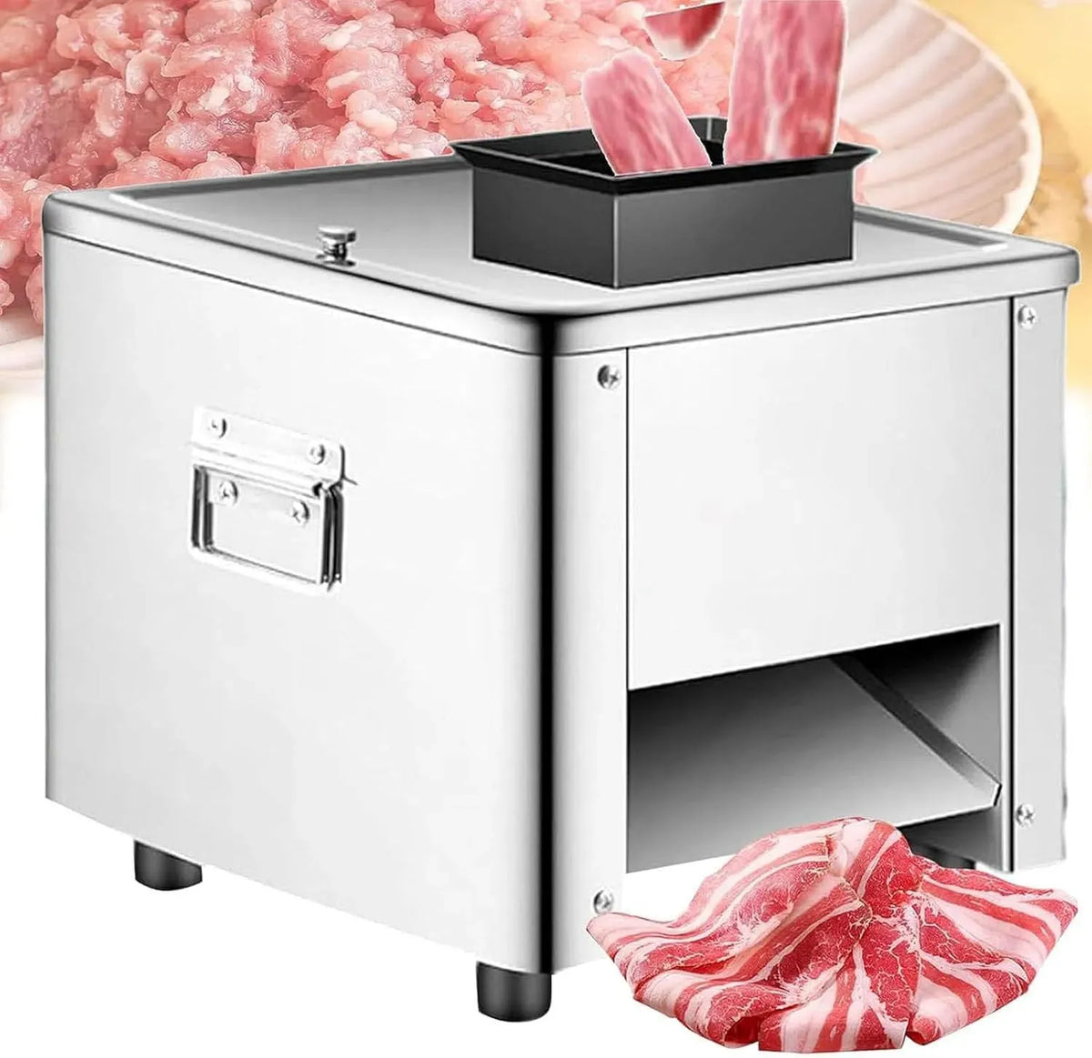 110V-7mm Coupe-aliments électrique en acier inoxydable, pour trancher, pour Coupe-Viande Professionnel Facile à Nettoyer, 850W, effilocher et couper