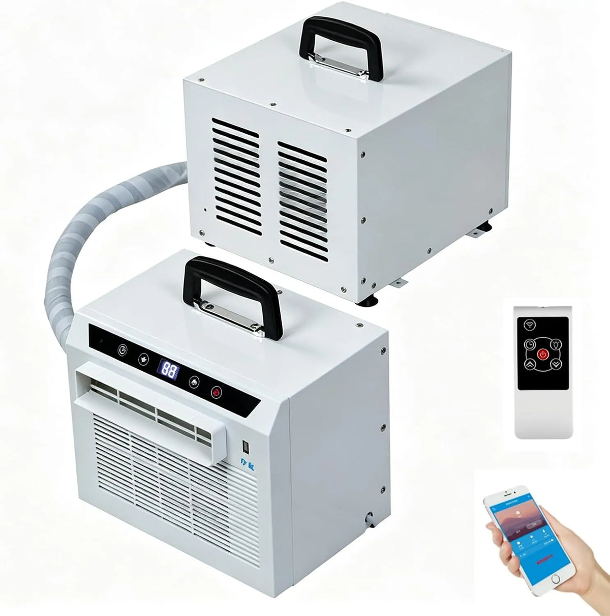 Climatiseur 1.5MConnectingPipe, tactile, minuteur, Wi-Fi, camping, TéLéCommande Et Minuterie 24 Heures, pour La Maison