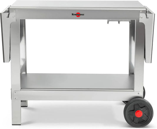 Accessoire pour appareil, KRAMPOUZ KHEA05, extérieur, acier inoxydable, Chariot Extérieur Plein AIR pour Plancha ou BBQ, 2 Grandes Roues