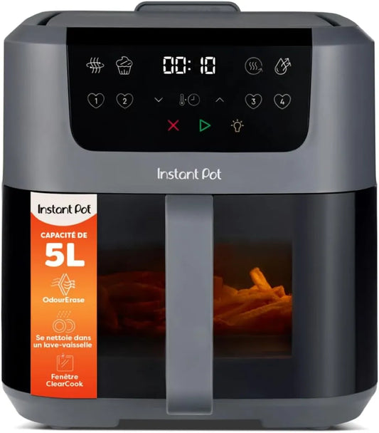 Radiateur électrique, 5 L, revêtement antiadhésif, taille familiale 4 en 1 Friture à air chaud, Friteuse à air chaud Instant Pot Vortex Compact