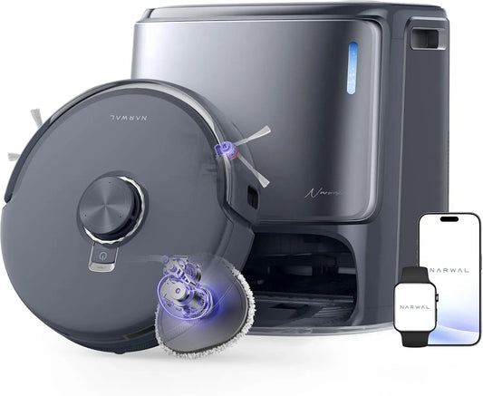 Robot aspirateur, NARWAL Z10, Anti-enchevêtrement Auto-nettoyage 75℃, Auto-vidange 120 Jours, 18 000 Pa, Nettoyage Adaptatif IA