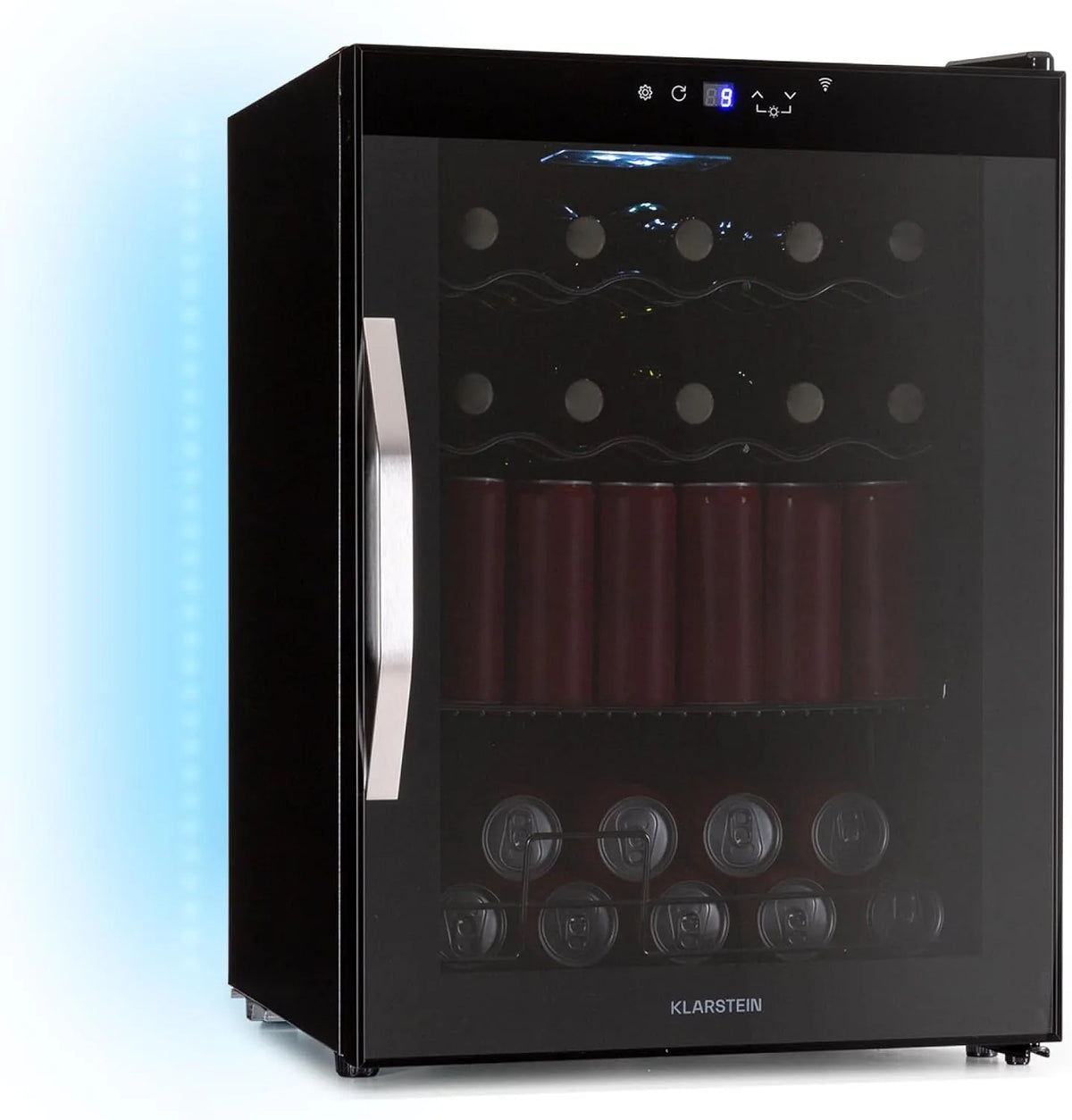 Klarstein Réfrigérateur, 60 L, 3 à 18 °C, Wi-Fi, noir, LED 7 Couleurs, KLARSTEIN Coachella 60 Frigo à Boissons - 60L Réfrigérateur à Boissons